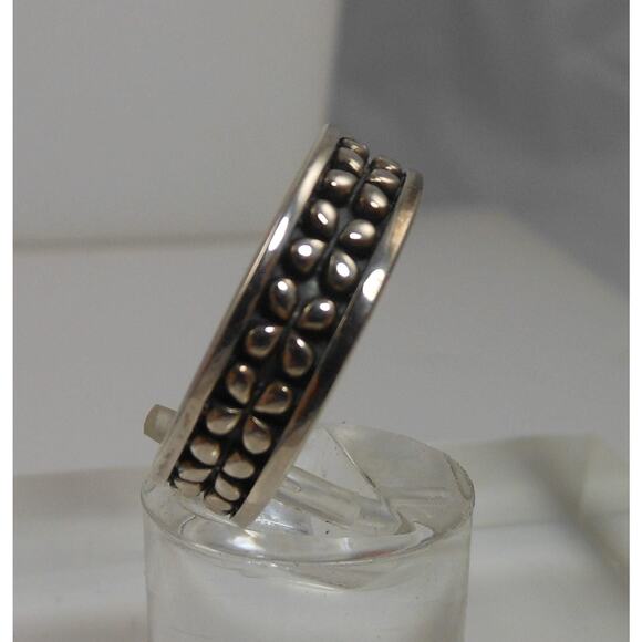 Vintage Sterling Silver Band Ring Size 7.25 Black Oxidized Pattern 6mm Thailand - Picture 6 of 10